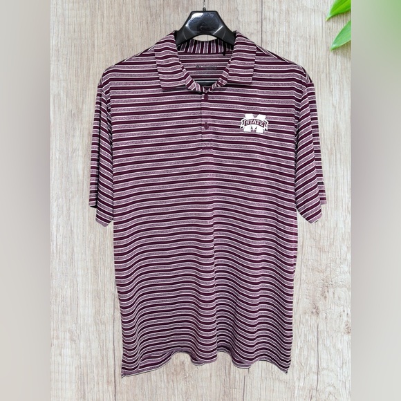 Columbia Sportswear Company Other - Columbia Golf Men’s XXL Maroon and White Striped Polo. MS State Embroidery.